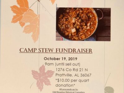 Old Kingston in Autauga County to Hold Historical Cemetery Camp Stew Fundraiser Saturday