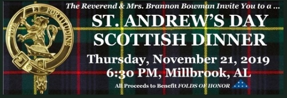 Sponsors Needed for Inaugural 2019 St. Andrew’s Day Scottish Dinner in Millbrook Nov. 21