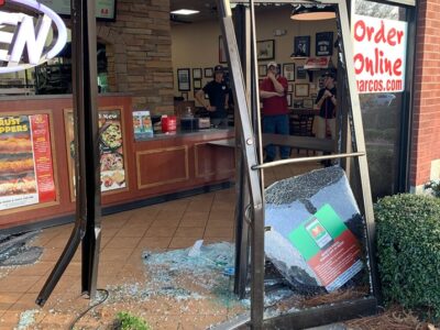 Van Crashes Into Front of Marco’s Pizza in Prattville; No Injuries Reported, but Pick-Up Halted for Repairs