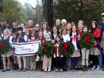American Heritage Girls, Volunteers Lay Nearly  500 Wreaths on Veterans’ Graves at Brookside Funeral Home