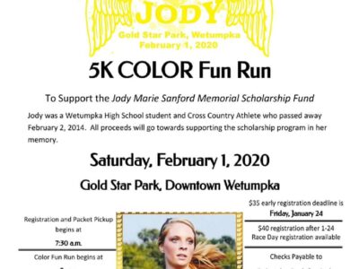 Annual Paint the Park for Jody 5K Color Fun Run Coming to Wetumpka Feb. 1