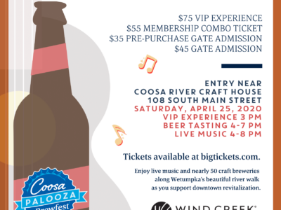 Tickets Now on Sale for 2020 CoosaPalooza Beer Tasting Event in Wetumpka April 25