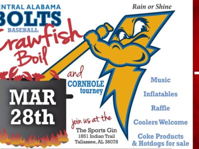 Crawfish Boil, Cornhole Tournament coming to Tallassee to support the Bolts Baseball Program