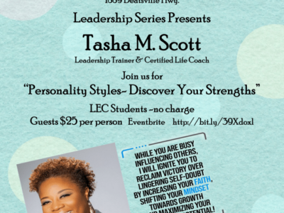 Leadership Elmore County 2020 Leadership Series Presents Tasha Scott March 19 at Millbrook Legacy Center