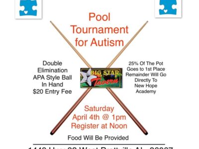 Annual Pool Tournament for Autism Coming to Big Star Tavern April 4; Benefits New Hope Academy