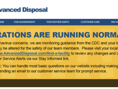 Advanced Disposal Announcement: COVID-19 Concerns