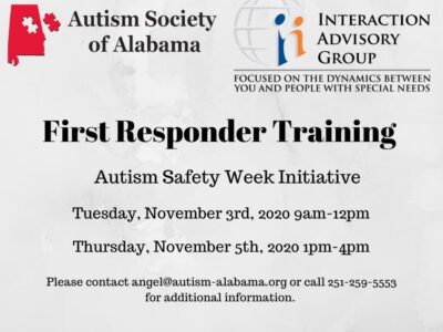Autism Society of Alabama Offering Virtual First Responder Training Nov. 3 and 5th