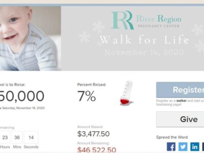 Walk For Life: River Region Pregnancy Center Fundraiser Needs Teams, Donations to Reach $50,000 Goal by Nov. 14