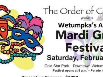 Wetumpka Mardi Gras is Feb. 13; Sign up Now for Sponsor, Vendor or Parade