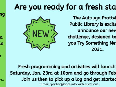 Autauga Prattville Public Library’s Upcoming Schedule Has Variety; Try Something New