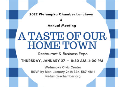 Wetumpka Chamber of Commerce: Tickets on Sale now for 2022 Luncheon/Annual Meeting