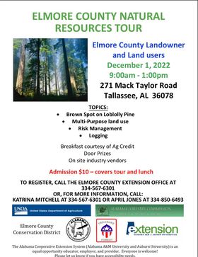 Elmore County Natural Resources Tour is Dec. 1; Register by calling 334-567-6301