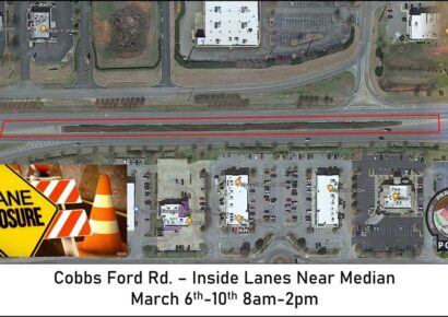 <strong>Cobbs Ford Lane Closure coming March 6-10 in Prattville</strong>
