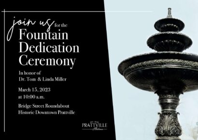 Prattville Fountain Dedication Wednesday in honor of Dr. Tom and Linda Miller