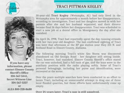 Almost 25 Years and Still No Answers for family of Traci Pittman Kegley of Wetumpka