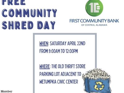 FREE Community Shred Day coming from First Community Bank in Wetumpka