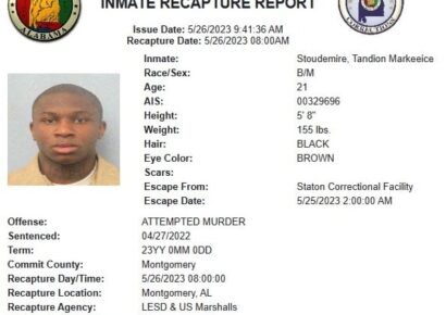 Escaped Inmate from Staton Correctional Facility in Elmore County Recaptured             