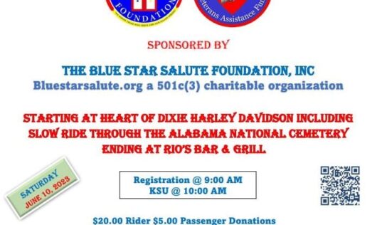 Inaugural Blue Star Salute Charity Motorcycle Ride is June 10