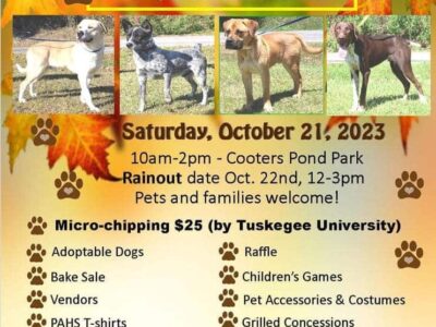 PAHS Pet Palooza coming to Cooters Pond Oct. 21